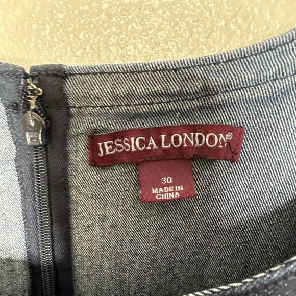 Jessica London Plus Size 30 Dark Blue Denim Maxi Dress Stretch Cottage Core - Picture 2 of 6